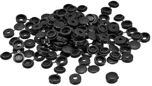 sourcing map Lot de 100 cache-vis à charnière de 3 mm en plastique pour vis M1 M2 M3, noir