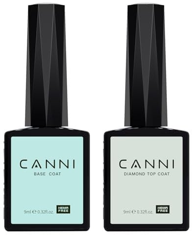CANNI UV Nagellack Überlack Top Coat gel uv & Unterlack Base coat Long Lasting High Gloss No Wipe Tempered Top Coat Soak Off UV Manicure Salon DIY at Home