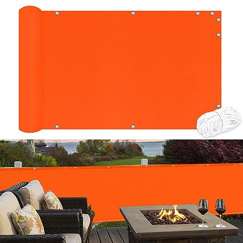 Balkon Sichtschutz, Blickdichte Balkonverkleidung für Balkongeländer Garten, Wind&UV Schutz Wasserdicht Balkonumrandung, mit Ösen und Kordel 85x 950cm