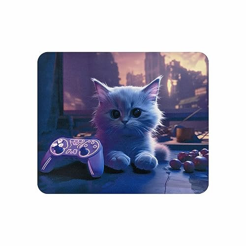 Arkero-G Alfombrilla para ratón, para juegos y oficina, 24 x 20 x 0,3 cm, con un bonito diseño de gatos, base antideslizante para mesa (Cat-V1)