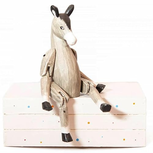 kadoh Holzfigur Kantenhocker Holzesel Dekoesel 22 cm
