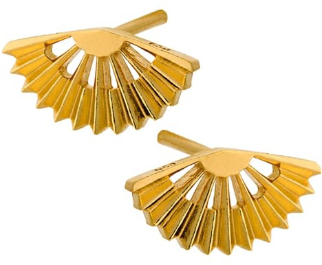 Pernille Corydon Ohrstecker Damen Gold Sphere Earsticks - 1.2 cm/Ohrringe Silber 925 18k Vergoldet Sonnenstrahlen Fächer - E493g
