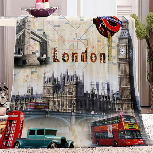 WHUOEUCO Kuscheldecke Londoner Landschaft Flauschig Decke Fleecedecke - Sofadecke Warm Wohndecke Couchdecke, Weich Sofaüberwurf 150x200cm