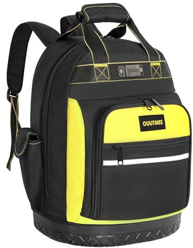 OUUTMEE Tool Backpack, Tools Bag with Multi-Use Pockets, Waterproof Tool Bag with Padded Shoulder, Back, and Waist Straps