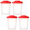 SVRITE 4PCS Salt and Pepper Shakers Moisture Proof Salt Shaker with Red Covers Lids Plastic Airtight Spice Jar Dispenser