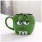 EMoLus Coffee Cup 600ML M&M Bean Cute Ceramic Coffee Mug Kawaii Breakfast Tea Milk Cups and Mugs with Spoon Large Capacity Expression Drinkware Coffee Cups (Size : Green)