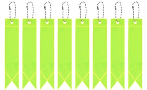 PATIKIL Sicherheitsreflektor, 8er Pack Reflektoranhänger reflektierendes Sicherheits-Schlüsselanhänger-Zubehör für Rucksack, Fahrrad, Laufen, Rollstühle, Fluoreszierendes Grün