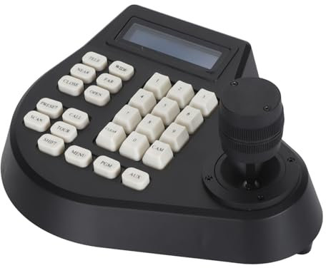 Garsent Analoger 3D-Tastatur-Joystick-Schwenk-Neige-Zoom-Controller, für Analoge CCTV-PTZ-Dome-Kameras, PELCO D/P RS485, 3D-PTZ-Kamera-Tastatur-Controller, LCD-Display (EU-Stecker)