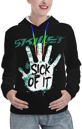 Śkillet%rock band Pullover hoodies Classcal Womens 3D Print Long Sleeve Hoodie hoodie Casual Drawstring Hooded Top Ladies Loose Sweatshirt Autumn Top Hoodies,XXL