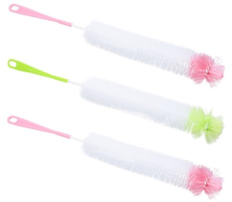 Didiseaon Brosse À Bouteille avec Manche en Éponge Lavable Au Lave-Vaisselle pour Nettoyer Les Tasses Et Les Bouteilles en Verre Lot De 3 Couleur Aléatoire