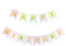 Happy Birthday Banner - Pastel Gold Letters Garland for Baby Boys Girls, Baby Shower, Christening - Party Supply for Living Room, Home, Garden Decoration