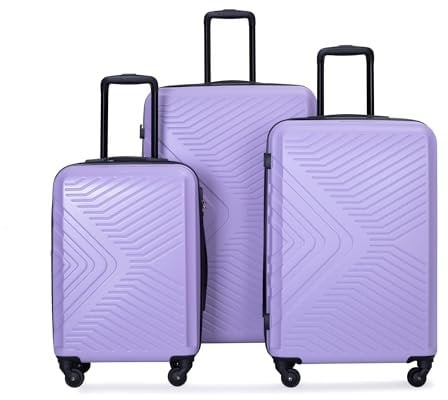 Travelhouse Bali 3-teiliges Kofferset Lila – Elegantes ABS Hartschalen Trolley Set mit 4 Spinnerrollen & TSA-Schloss, robust, leicht & Kratzfest