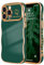LCHULLE for iPhone 13 Pro Max Case for Women Girls,Cute Curly Wave Frame Shape Love Heart Pattern Phone Case,Raised Camera Protection Plating Shockproof Cover for iPhone 13 Pro Max 6.7,Dark Green
