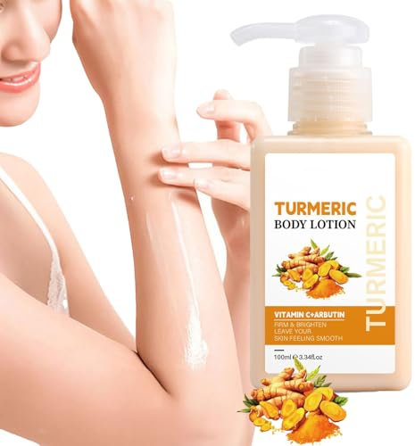 Turmeric Body Lotion, Kurkuma Körperlotion gegen Hyperpigmentierung und Ungleichmäßigen Hautton, Anti Aging Feuchtigkeits Körpercreme für Trockene und Raue Haut 100ml