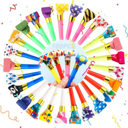 XIANGLONGY 100 Stück Tröte Kindergeburtstag, Partytröten, Tröten für Kinderspielzeug, Tröte Kinder für Partys, Geburtstagsfeiern, Festliche Anlässe (100 stück)