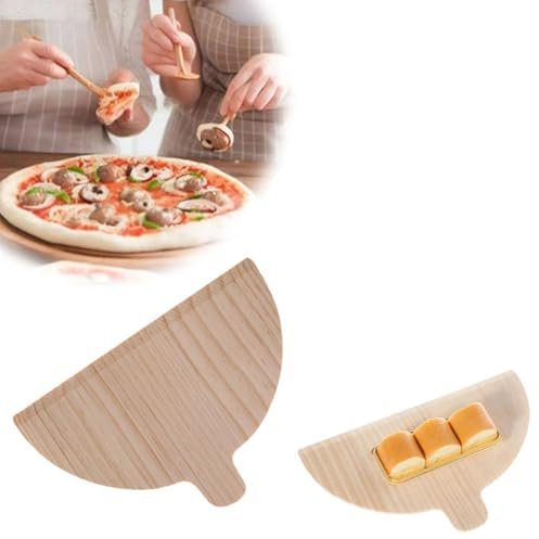 WSRRDRECVHi Pelle à pizza en bois, pelle à pizza coulissante, pelle à pizza en bois pour four à pizza, planche à pizza en bois demi-ronde, planche à pizza coulissante, accessoires de cuisson à pizza