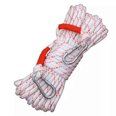FIYSON Corde Escalade, Corde Alpinisme 10mm de diamètre Cordes, Cordes de Sauvetage avec 2 Mousquetons,Corde d'évacuation, Poids De Charge 1200kg,Corde Marine Corde d'ancrage,Corde de Flottaison (10m)