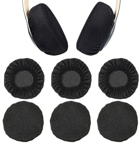 6 Piezas Almohadillas para Auriculares, Fundas Elásticas Lavables para Auriculares, Fundas para Auriculares de Tela Flexible, Protección contra el Sudor para Gimnasio, Juegos (Negro)