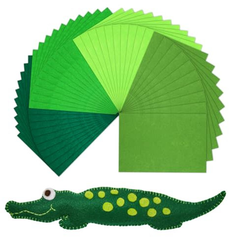 Farbige Filz, 40 Stück Bastelfilz, 1mm Dickes 20 x 30 cm Filzstoff, Quadrate Filz Basteln für DIY Handwerk Nähen Manual Decoration(Grün Serie)