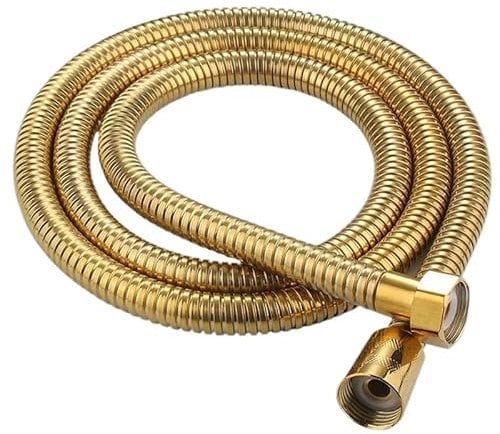 QIULKU Duschschlauch,Brauseschlauch Goldfarbener Flexibler Duschschlauch aus Edelstahl, lang, Badezimmer-Duschwasserschlauch-Verlängerung, Sanitärrohr-Zugrohr(150cm)