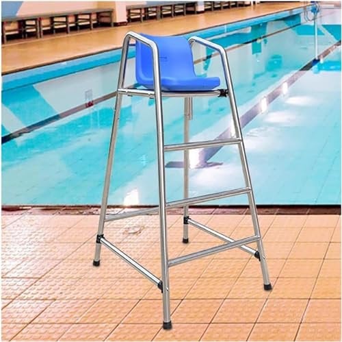SAFWELAU Hoher Hocker Stahl Poolleiter 150 cm hoch Pooldeck-Rettungsschwimmerstühle, Abnehmbares Poolzubehör für den Außenbereich/Innenbereich, für Patio Beach Lake Pools, Belastbar mit 330 kg