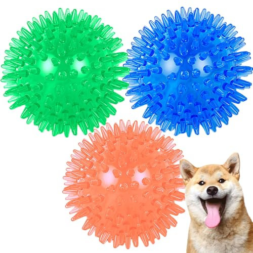 Speedy Panther 3Pack Squeaky Dog Ball Toys, Rubber Dog Chew Balls for Boredom, Floatable Pool Toy, Puppy Teeth Cleaning Toys for Small Medium Dogs