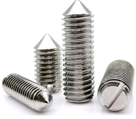 Gewindestift mit Schlitz, Kegelspitze aus Edelstahl, M1,6, M2, M2,5, M3, M4, M5, M6, M8, M10, Kopflos-Gewinde, für Türgriffe, Reparaturen und Befestigungen (10 Stück M1,6 x 3,5 mm), 5–10 Stück