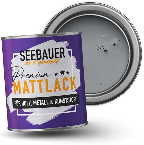 SEEBAUER diy Mattlack Grau 2,5L für Innen & Außen (No. 218 Grey Stone) Möbelfarbe ohne Schleifen - Hybrid-Lack für Holz, Metall, Kunststoff - Holzlack, Möbellack hohe Deckkraft