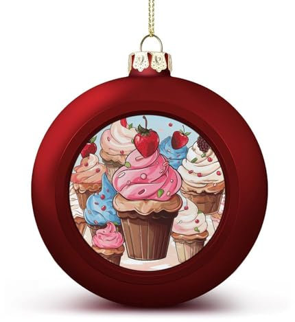 Interessante Weihnachtskugel-Dekorationen, wunderschöne Cupcakes und Eiscreme, bedruckte Dekorationen, Urlaubsparty, Heimdekoration, Weihnachtskugel-Dekorationen, hängende Anhänger