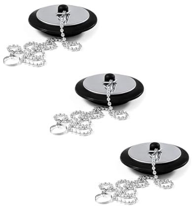 Tapones de Drenaje de Goma,3 PCS Tapón de Lavabo Universal Tapón Fregadero Tapón de Bañera con Cadena para Fregadero Cocina Baño
