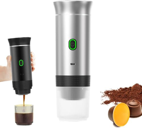 Máquina de café expreso portátil, autocalentamiento de 4 a 6 minutos, cafetera portátil 3 en 1, para una carga, 50 cápsulas pequeñas Larg Times,
