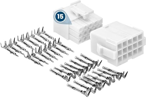 KALI-1815 AMP Mini-Universal-Mate-N-Lok Set 15-Polig Steckverbindung | 4,14 mm Rastermaß Stecker & Buchse Gehäuse für Kabel-zu-Platte Verbindungen, 10,5 A Nennstrom, 600 VAC, UL-94 Material