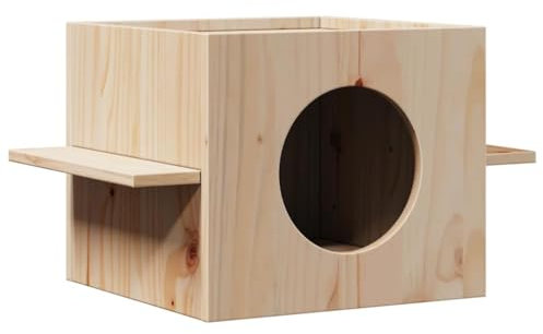 vidaXL Casa para gatos de interior – Madera de pino 51 x 35 x 30 cm – Mueble moderno para gatos marrón con interior espacioso y peldaños de escalada