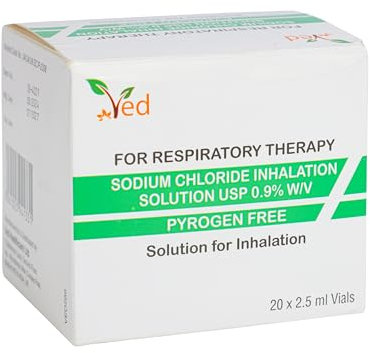 Solución salina isotónica para inhalación VED, cloruro de sodio (NaCl) al 0,9%, 20 viales monodosis de 2,5 ml para adultos y niños