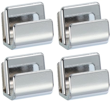 PATIKIL 15/16 Glass Door Pull Handle, Stainless Steel 4Pcs No Drilling Door Clips Pulls Handles Knobs with Screw for 3-5mm Shower Glass Cabinet Drawer Display Showcase, Silver