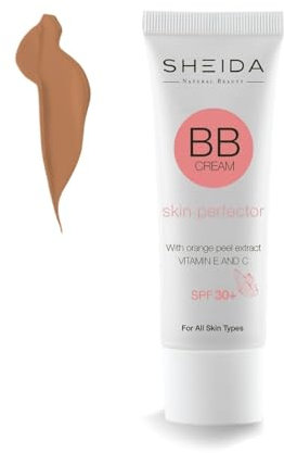 SHEIDA BB Creme Medium, Getönte Tagescreme mit SPF 30+, 24h Feuchtigkeit und Hautoptimierer für einen ebenmäßigen Teint, angereichert mit Vitamin E & C