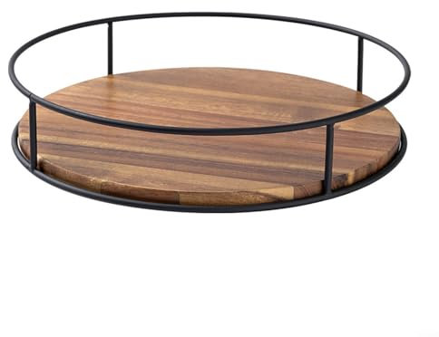 Wooden Lazy Susan Turntable Organizer 360° Rotating Spice Rack Kitchen Countertop Storage Round Oak Wood Condiment Holder