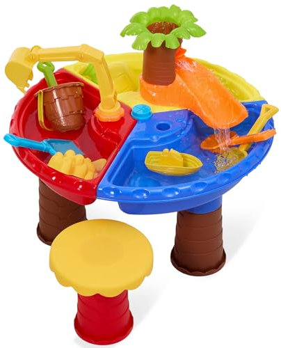 Warmiehomy Sand Water Table, Kids Outdoor Sandpit, Water Sand Play Tables for Boys Girls 3 4 5 Years, Activity Sensory Table Summer Beach Toy for Outside Backyard Garden Playroom