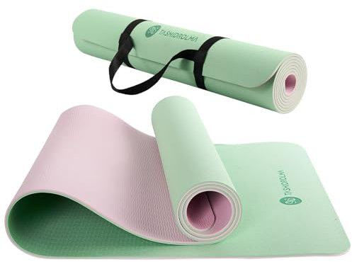TASHIDROLMA Yogamatte Rutschfest, TPE Yoga Matte Mit Tragegurt, Sportmatte, Gymnastikmatte, Für Pilates Fitnessstudio, Zuhause, Reisen, 183x61cm Dicke 6 mm