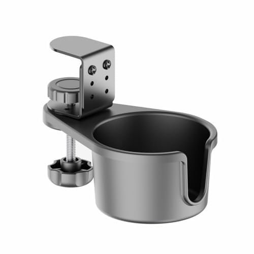Desk Drink Holders Clip On Desk Cup Holder With Integrated Headphone Hanger Durability Metal Construction For Daily Use
