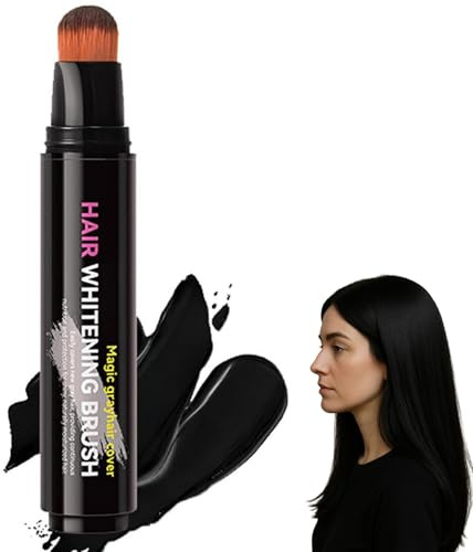 Hair Root Touch Up Stick & Brush – Temporary Hair Dye Pen for Grey Coverage, Natural-Looking Root & Beard Touch Up, Easy to Use, Travel-Friendly, for Men & Women (black)