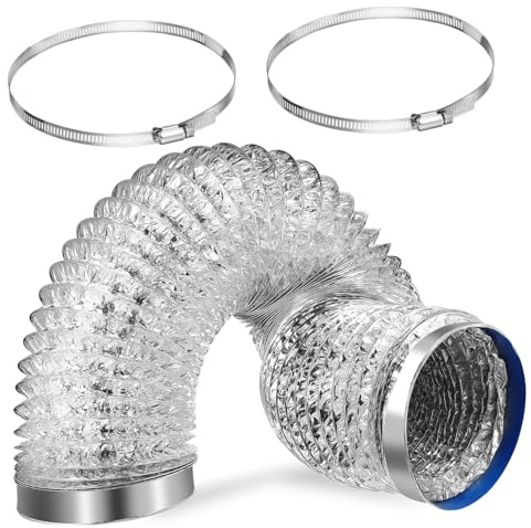 TEMPNAP Aluminium Folie Flexibler Entlüftungsschlauch Mit Klemmen Lange Abluftleitung Zur Reduzierung Von Öldämpfen Küche Für Hvac-systeme Installieren