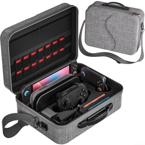 Feegow Storage Bag for Nintendo Switch 2, Travel Case Handheld Gaming Console Accessories Organizer, 30x20x10CM(Gray)