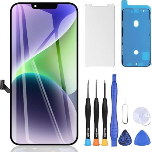 ZOETEC Screen Replacement For iPhone 14 Plus, 6.7 LCD Full HD Retina Display COF Touch Screen Digitizer Frame Assembly with Repair Tool Kits, Waterproof Adhesive, Tempered Glass