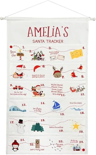 Personalised Advent Calendar Empty, Fill Your Own Advent Calendar Hanging Santa Tracker Fillable Size Large Calender