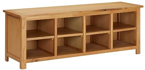 Qnhdfrt Schuhregal 114x37x45 cm aus Massiv Eiche und MDF platzsparend mit Sitzbank modernes Design für Flur Schlafzimmer und Wohnmobil