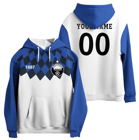 Generisch Fußball Geschenke für Jungs,Kapuzenpullover Herren & Kinder - Personalisierter Fußball Hoodie mit Nummer & Logo,Fussball Geschenke Jungen