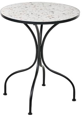Beliani Bistrotisch für den Außenbereich Metall im Vintage-Stil Tischplatte mit Terrazzo-Effekt Eisengestell Schwarz Artena