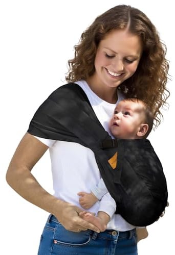 Porte-bébé Physiologique & Écharpe de Portage - Portage Hanche Ergonomique en Tissu Mesh Haute Qualité, Respirant pour l'Été, Frais & Antidérapant, Solution Léger,0-36 Mois (Mesh-Noir)