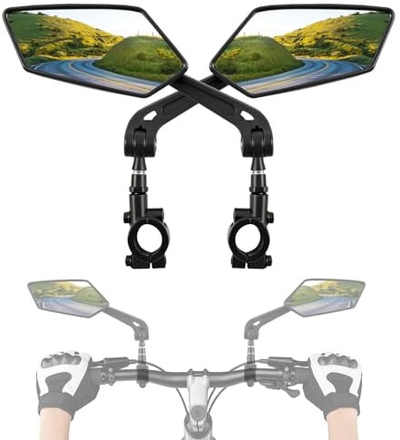Fahrradspiegel, Rückspiegel Fahrrad, Fahrradspiegel für E-Bike Links und Rechts, Universal Fahrrad Spiegel, für Roller, Mountainbike, Fahrradzubehör, 360° verstellbarer